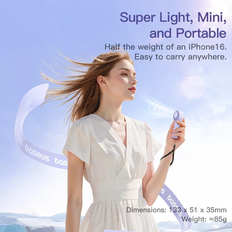 پنکه شارژی بیسوس مدل GoTrip DT1 Mini BS-CG036 ظرفیت 1200 میلی آمپر ساعت — تصویر ۶