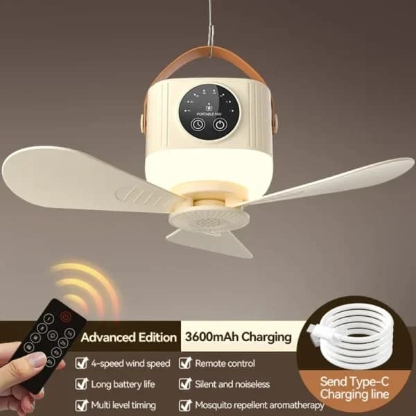 پنکه شارژی مدل D01 ظرفیت 3600 میلی آمپر ساعت — تصویر ۲