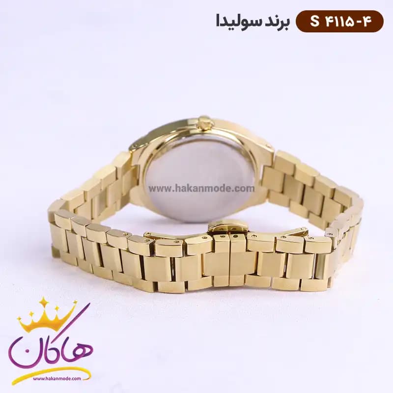 ساعت سولیدا زنانه استیل طلایی صفحه سرمه ای S4115/4 — تصویر ۴