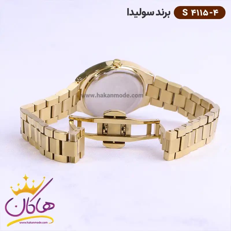 ساعت سولیدا زنانه استیل طلایی صفحه سرمه ای S4115/4 — تصویر ۳