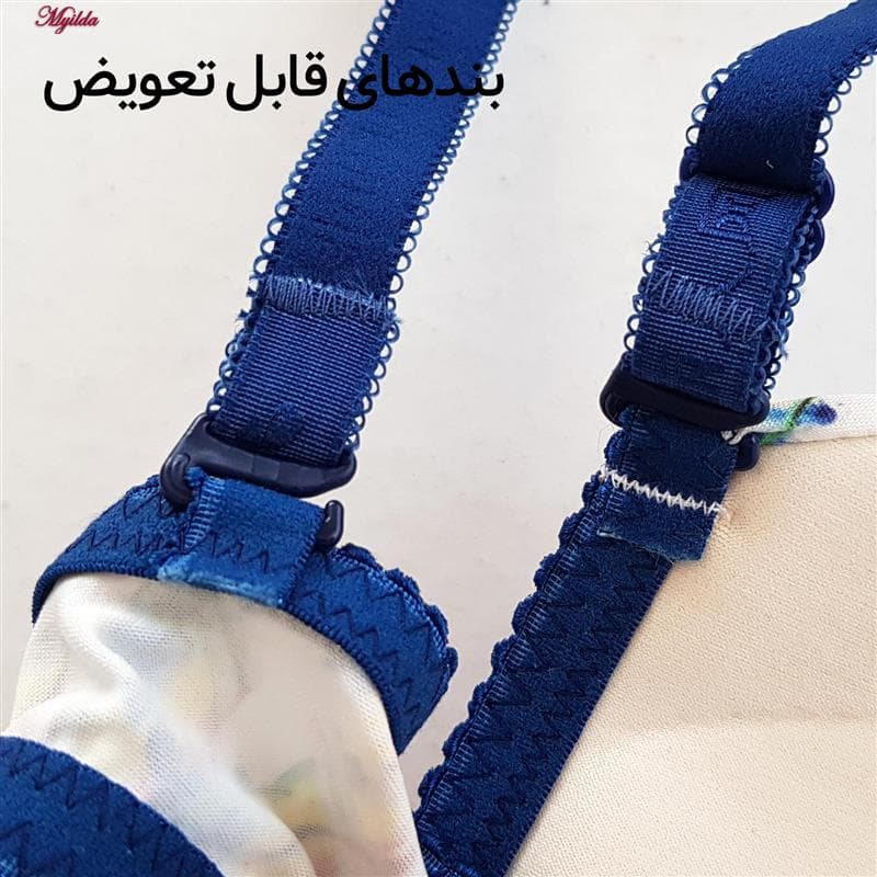 ست شورت و سوتین زنانه مدل پوش آپ فنردار کاپ اسفنجی بند متحرک رنگ سرمه ای لنا ژنکن کد 4689-13 — تصویر ۷