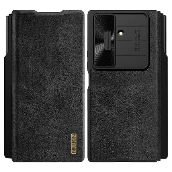 کیف چرمی محافظ دوربین دار و قلم هوشمند Samsung Galaxy Z Fold 7 مارک نیلکین مدل Qin Pro — تصویر ۲