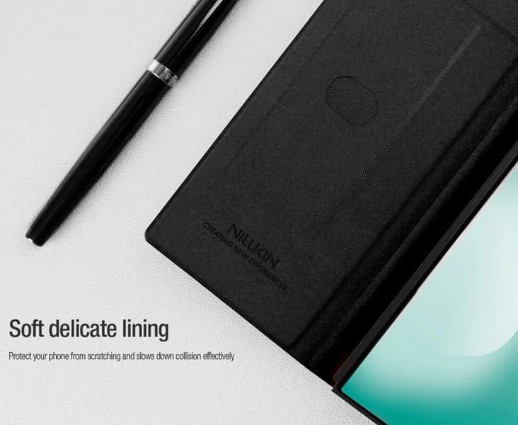 کیف چرمی محافظ دوربین دار و قلم هوشمند Samsung Galaxy Z Fold 7 مارک نیلکین مدل Qin Pro — تصویر ۳