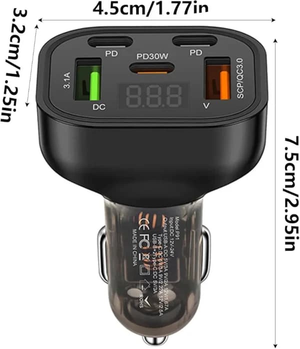 شارژر فندکی 5 پورت P91 — تصویر ۵