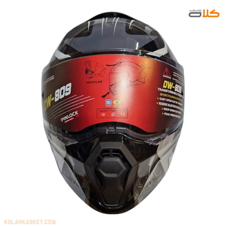 کلاه کاسکت فک متحرک TOP+ مدل 809 طوسی براق — تصویر ۵