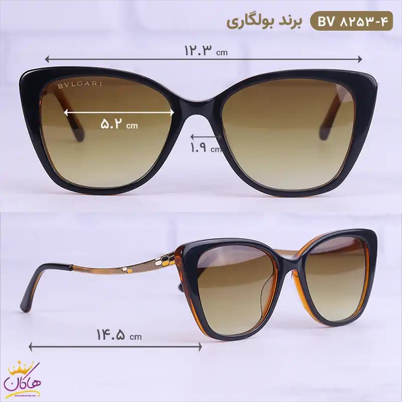 عینک آفتابی بولگاری زنانه گربه ای قهوه ای BV8253/4 — تصویر ۲