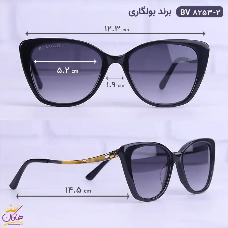 عینک آفتابی بولگاری زنانه گربه ای مشکی BV8253/2 — تصویر ۲