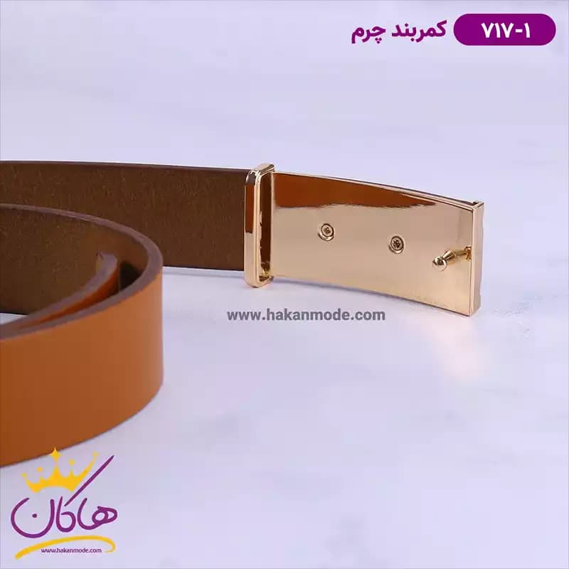 کمربند چرم مردانه عسلی کد 717/1 — تصویر ۳