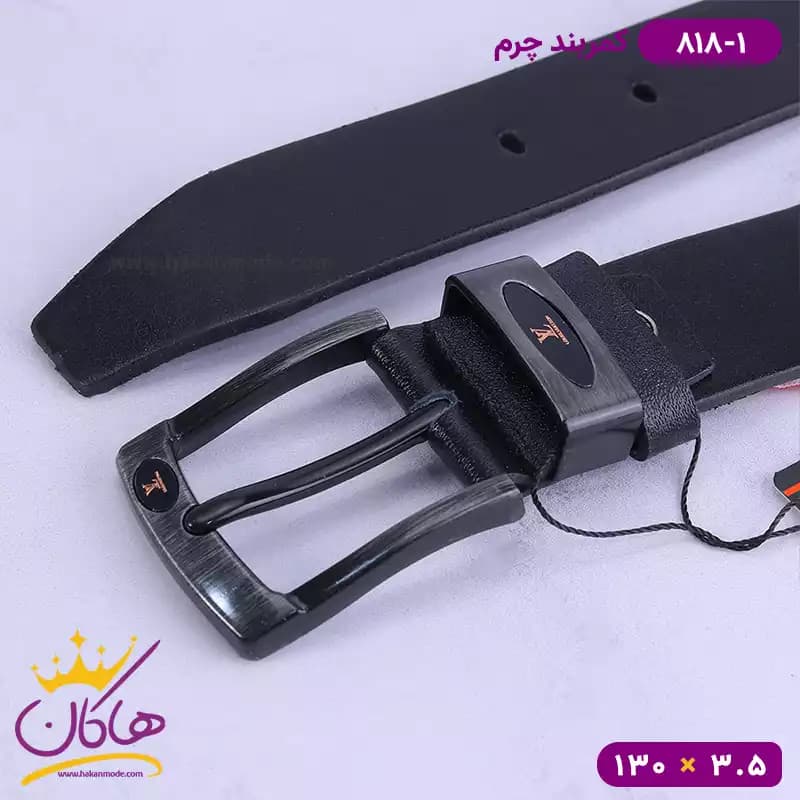 کمربند چرم مردانه مشکی کد 818/1 — تصویر ۲