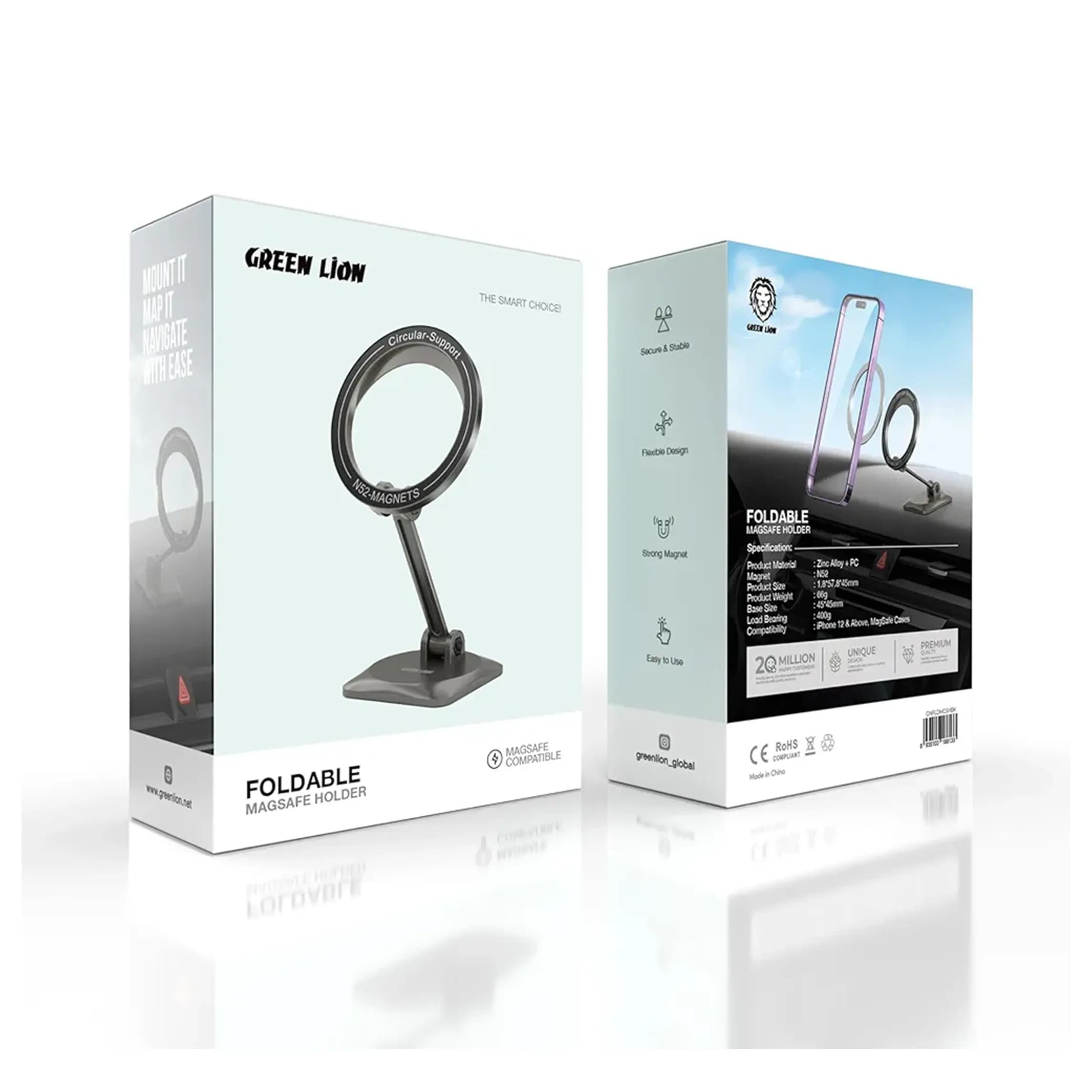 هولدر ماشین مگ سیف گرین لاین مدل Grenn Lion Foldable Magsafe Holder — تصویر ۴