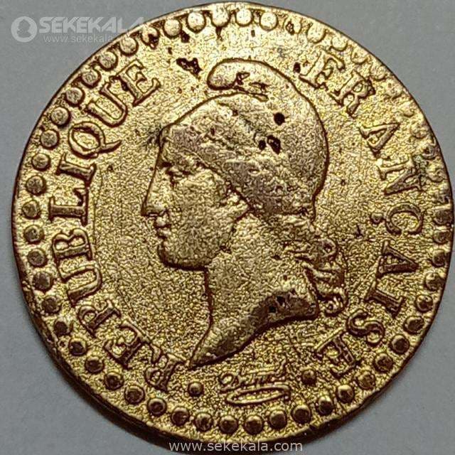 سکه 1 سنتیم قدیمی (جمهوری اول) فرانسه 1797 (بسیار کمیاب)