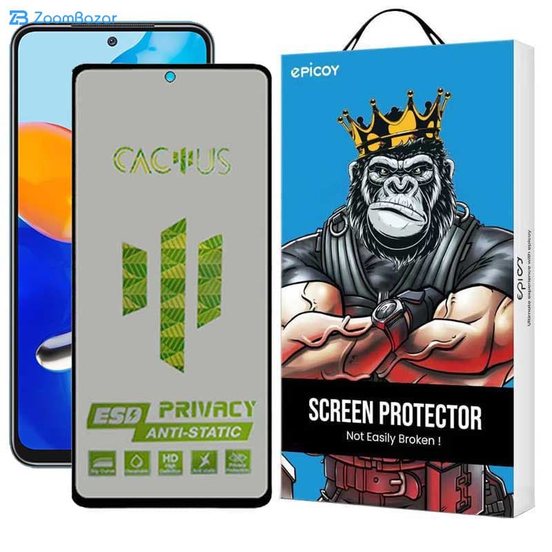 گلس پرایوسی اپیکوی مدل Cactus-ESD-Privacy مناسب برای گوشی موبایل شیائومی Redmi Note 10 4G / Note 11 4G Global / Poco M5s 4G / Poco M4 Pro 4G — تصویر ۲