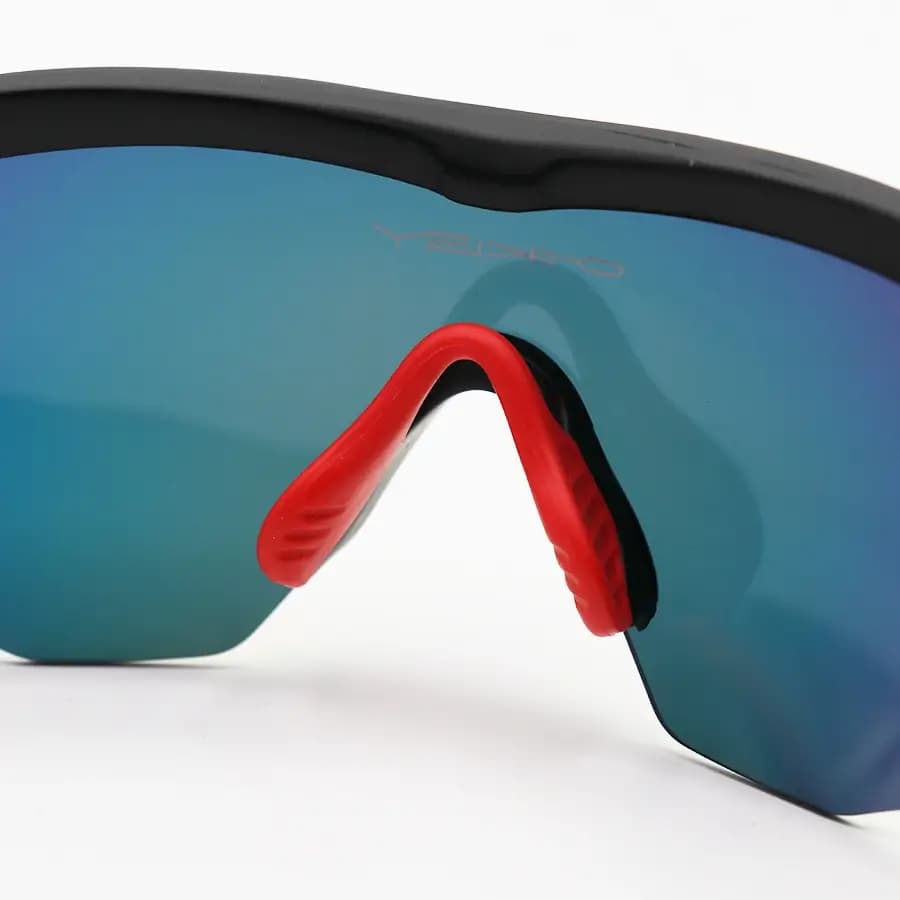 عینک ورزشی OAKLEY طرح M2 Frame با فریم مشکی مات، نیم فریم و لنز جیوهای و چند رنگ مدل OO9343 — تصویر ۷