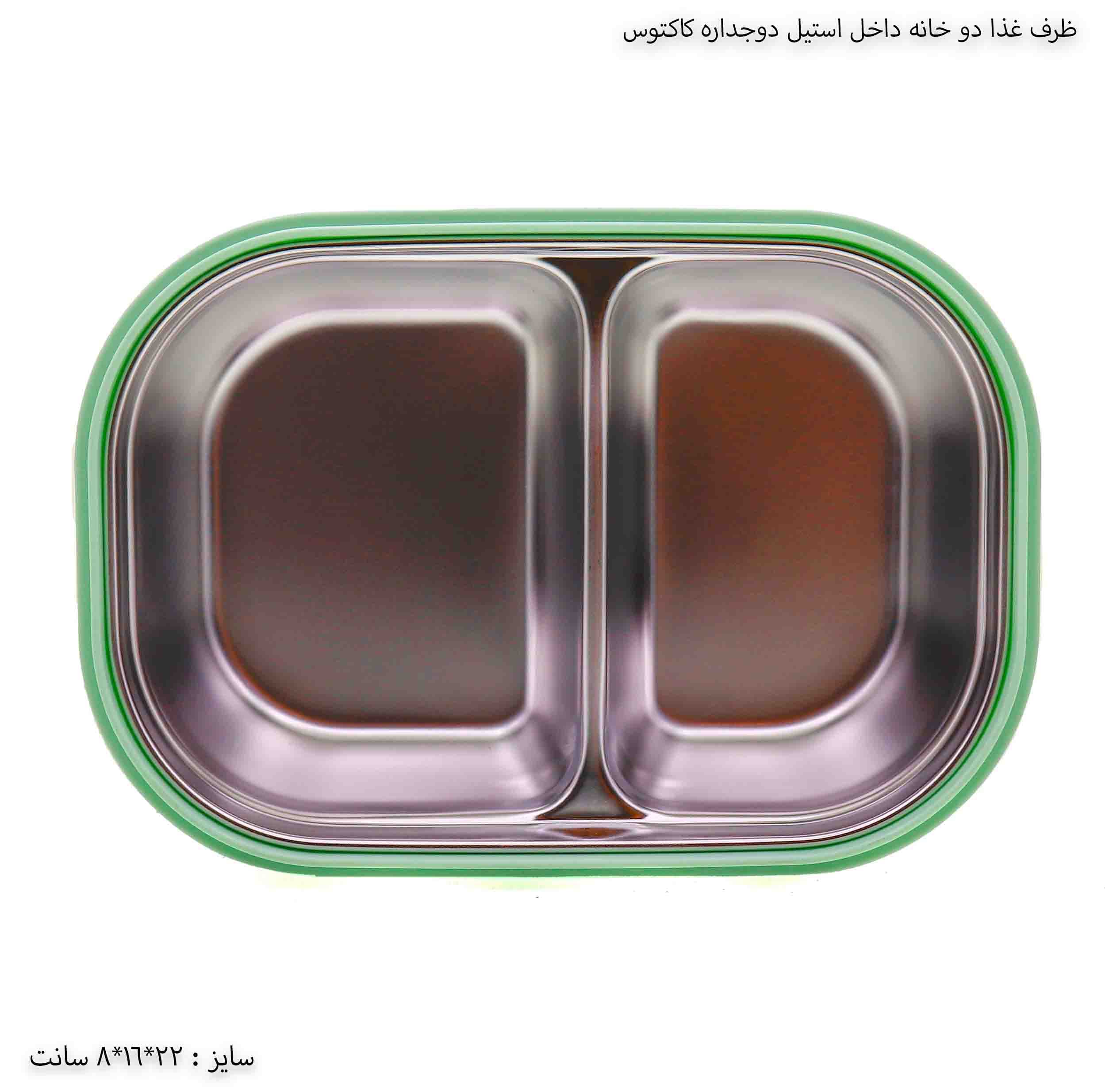 ظرف غذا دو خانه داخل استیل دوجداره طرح کاکتوس — تصویر ۴
