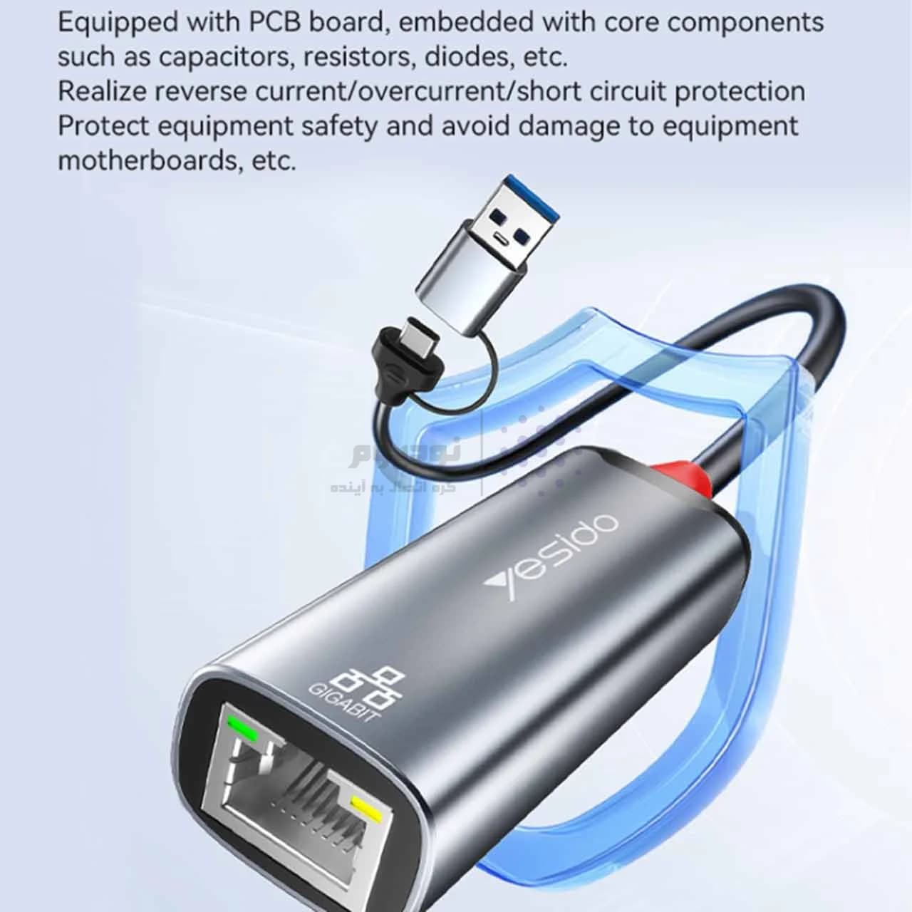 هاب 2 پورت yesido USB3.0 مدل HB26 – خاکستری (گارانتی 18 ماه تعویض نیکان همراه) — تصویر ۵