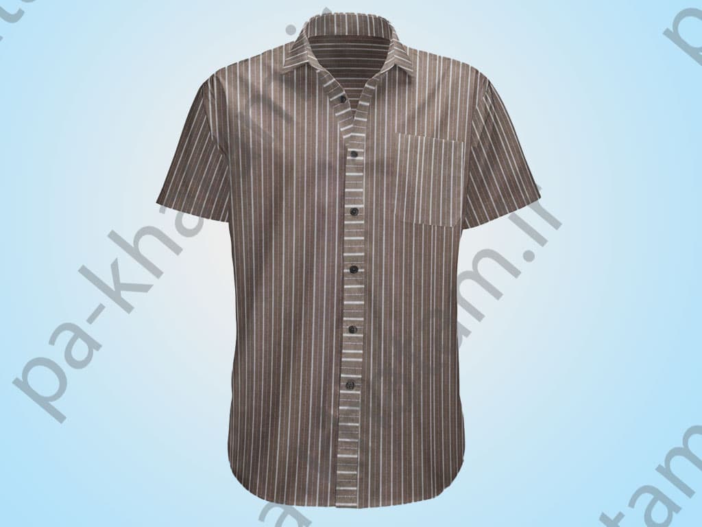 پارچه پیراهنی راه راه قهوه ای و سفید (پارچه پیراهنی عرض 1.5 متر ) — تصویر ۸