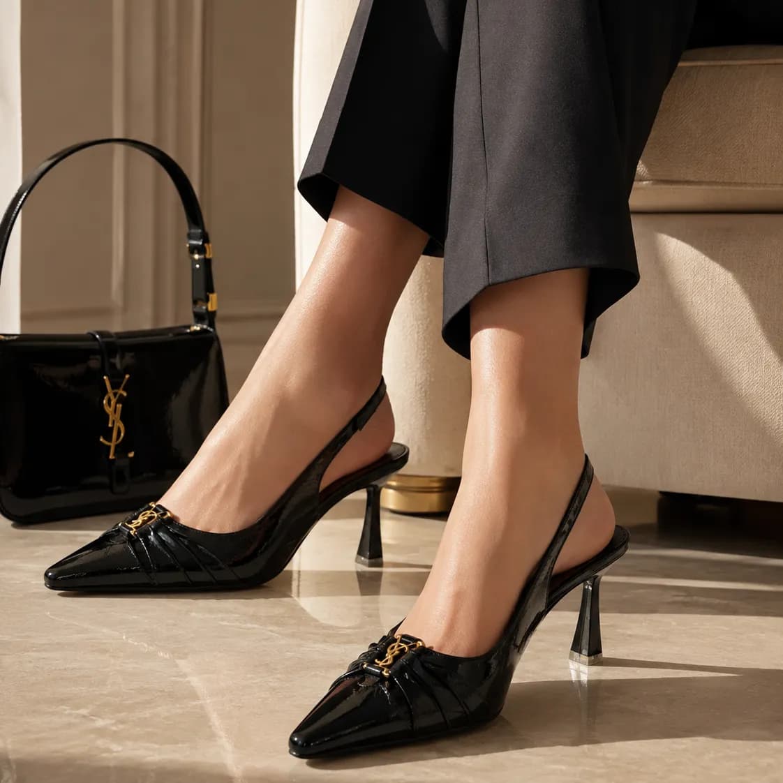 پاشنه بلند YSL مشکی کد ZO136