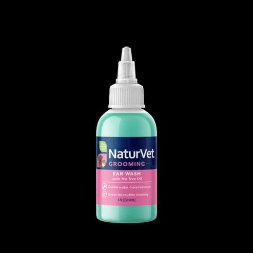محلول شستشوی گوش سگ و گربه NaturVet Ear Wash | روغن درخت چای – 100% طبیعی | پاک کننده جرم، آلودگی و بوی نامطبوع گوش | ۱۱۸ میلی لیتر — تصویر ۲