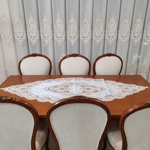 سرویس رومیزی مخمل دانتل ترک اصل پنج تکه رنگ طوسی — تصویر ۷