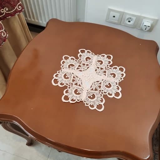 رومیزی مربع دور گیپور ابریشمی سایز 35 و سایز 25 سانت — تصویر ۸
