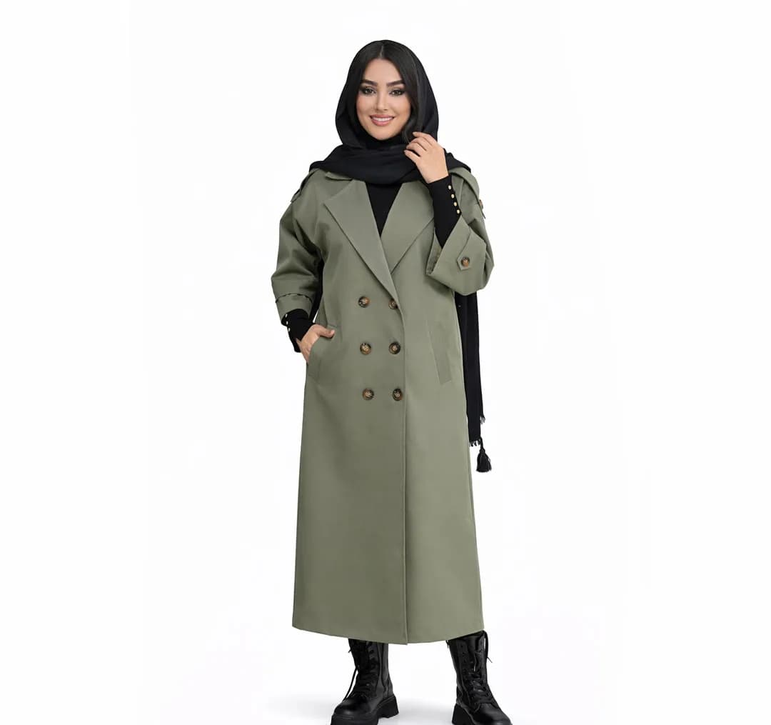 بارانی زنانه السانا مدل راوش کد 230553 رنگ زیتونی