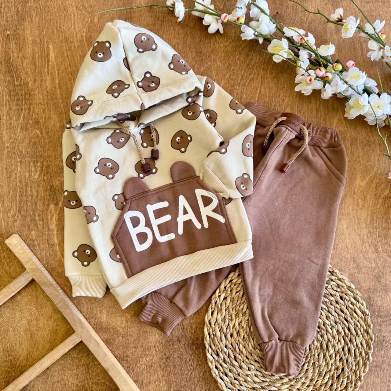 هودی شلوار توکرکی خرس Bear (ایراددار) کد 3794-1