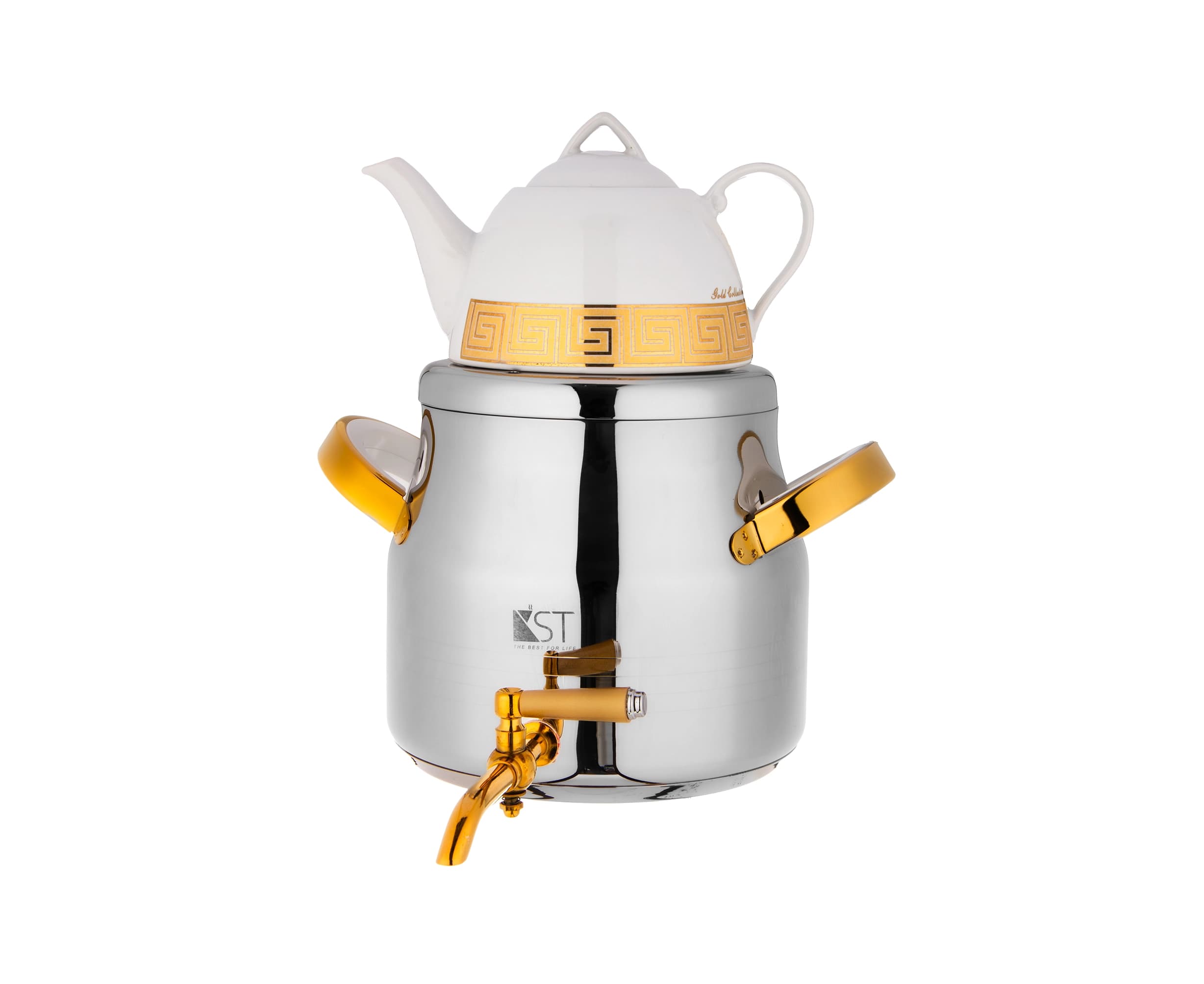 کتری قوری مدل ترک دسته دوتکه با قوری چینی KST-4060S G کی اس تی