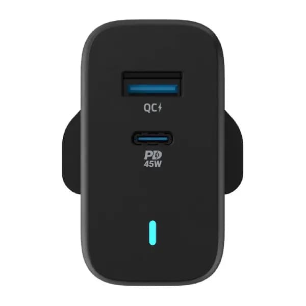 شارژر دیواری 45 وات پاورولوژی مدل Powerology Dual Port Ultra-Quick GaN Charging Adapter PWCUQC004 — تصویر ۲