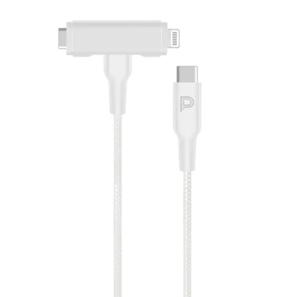 کابل شارژ و انتقال داده 1.2 متر ۲ در ۱ پاورولوژی مدل Powerology MFI Braided Type-C to Type-C and Lightning — تصویر ۲