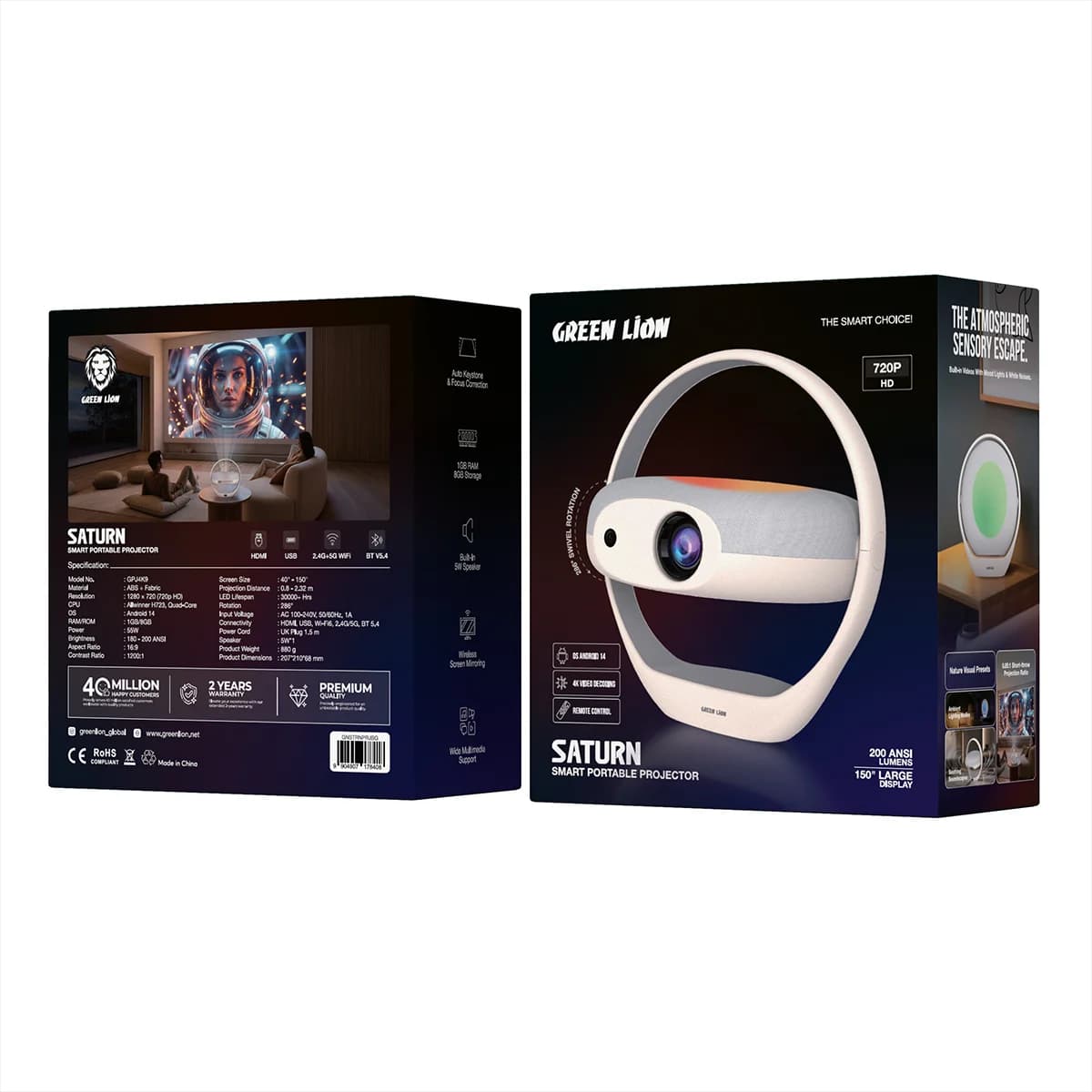 ویدئو پروژکتور هوشمند قابل حمل گرین لاین مدل Green Lion Saturn Smart Portable — تصویر ۹