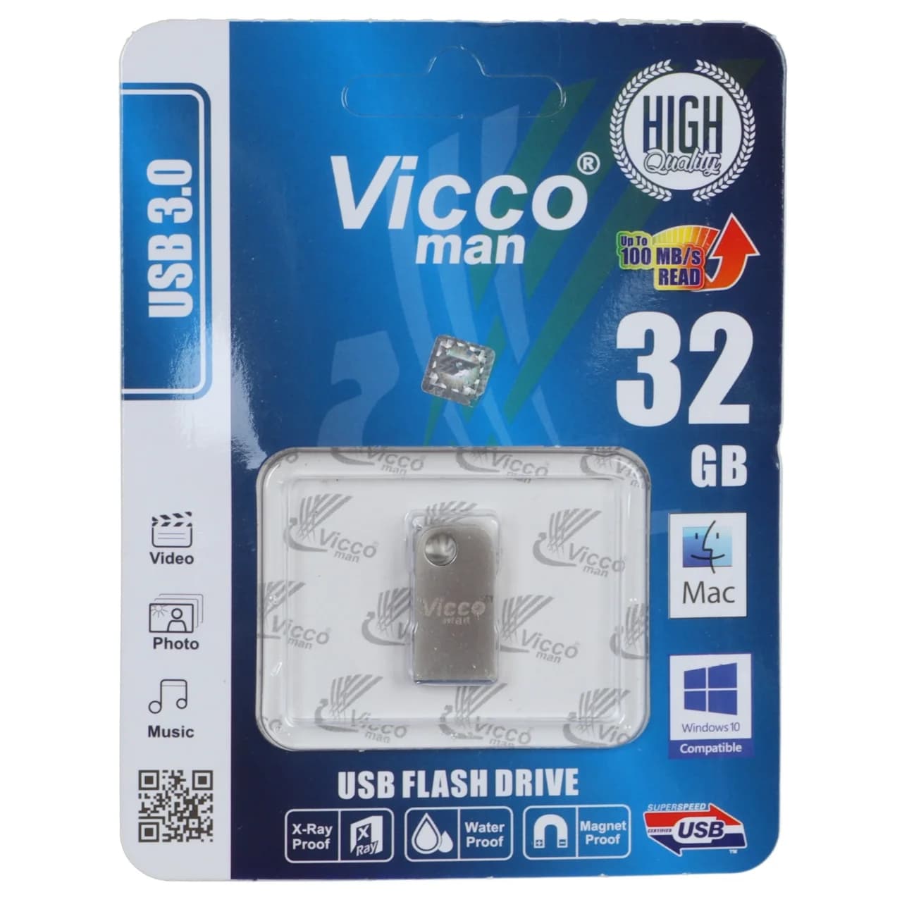 نقره ای (گارانتی مادامالعمر رایانه نوین سگال) Vicco man VC380 S USB3.0 Flash Memory – 32GB