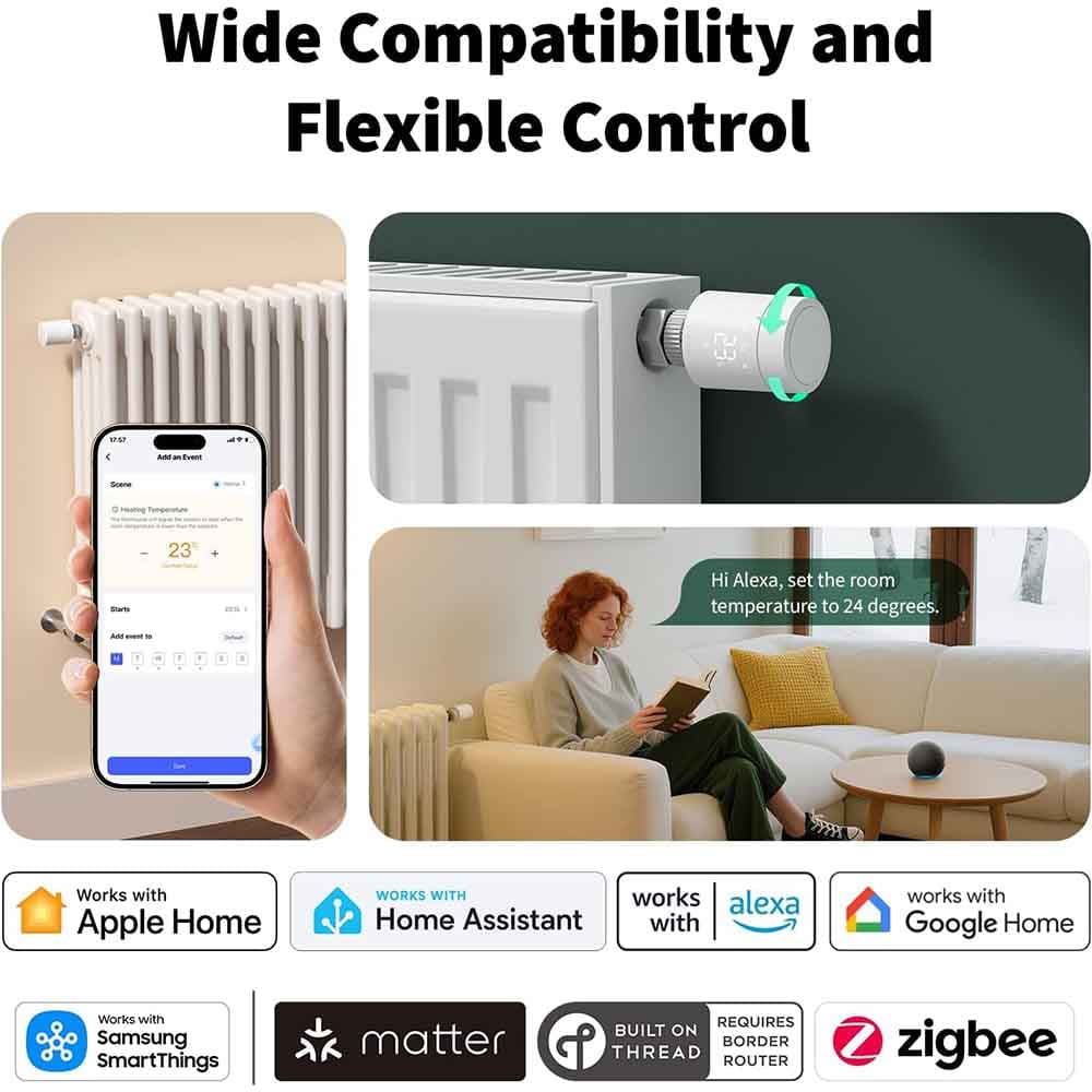 ترموستات هوشمند رادیاتور Aqara مدل W600 سازگار با matter — تصویر ۴