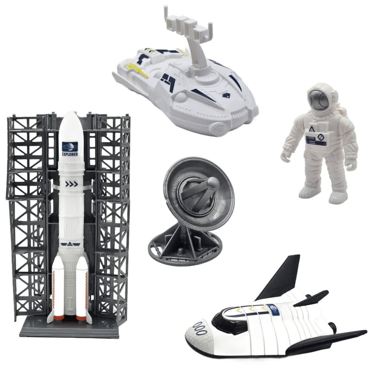 اسباب بازی ناب سل مدل آدم فضایی ، سفینه فضایی ، ماهواره و سکوی پرتاب موشک کد SPACE CRAFT مجموعه 5 عددی