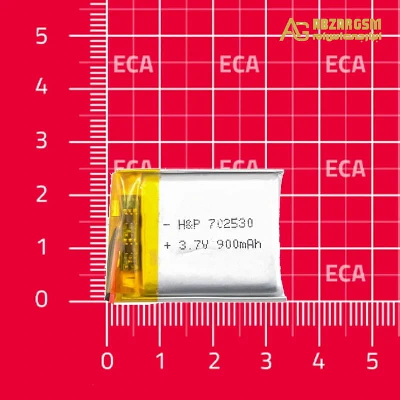 باتری لیتیوم پلیمر 3.7v ظرفیت 900mAh کد 702530 — تصویر ۳