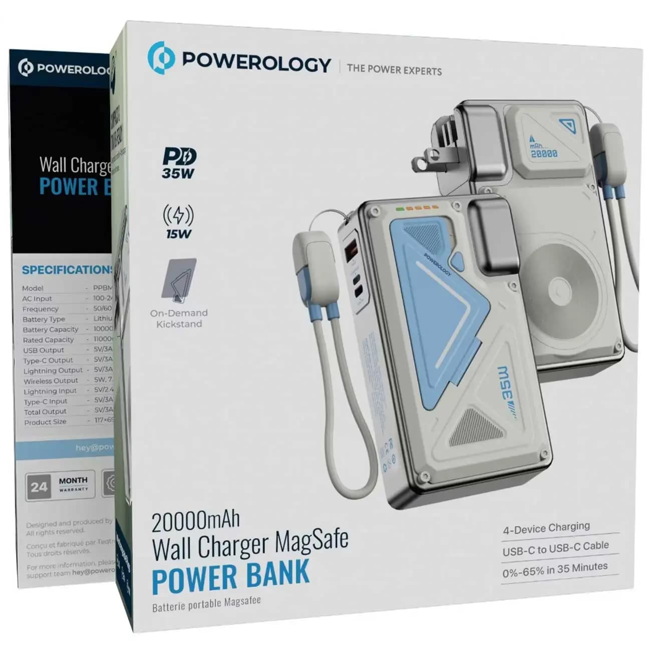 شارژر دیواری و پاوربانک وایرلس 20000 پاورولوژی مدل Powerology PPBMH104BK — تصویر ۱۱