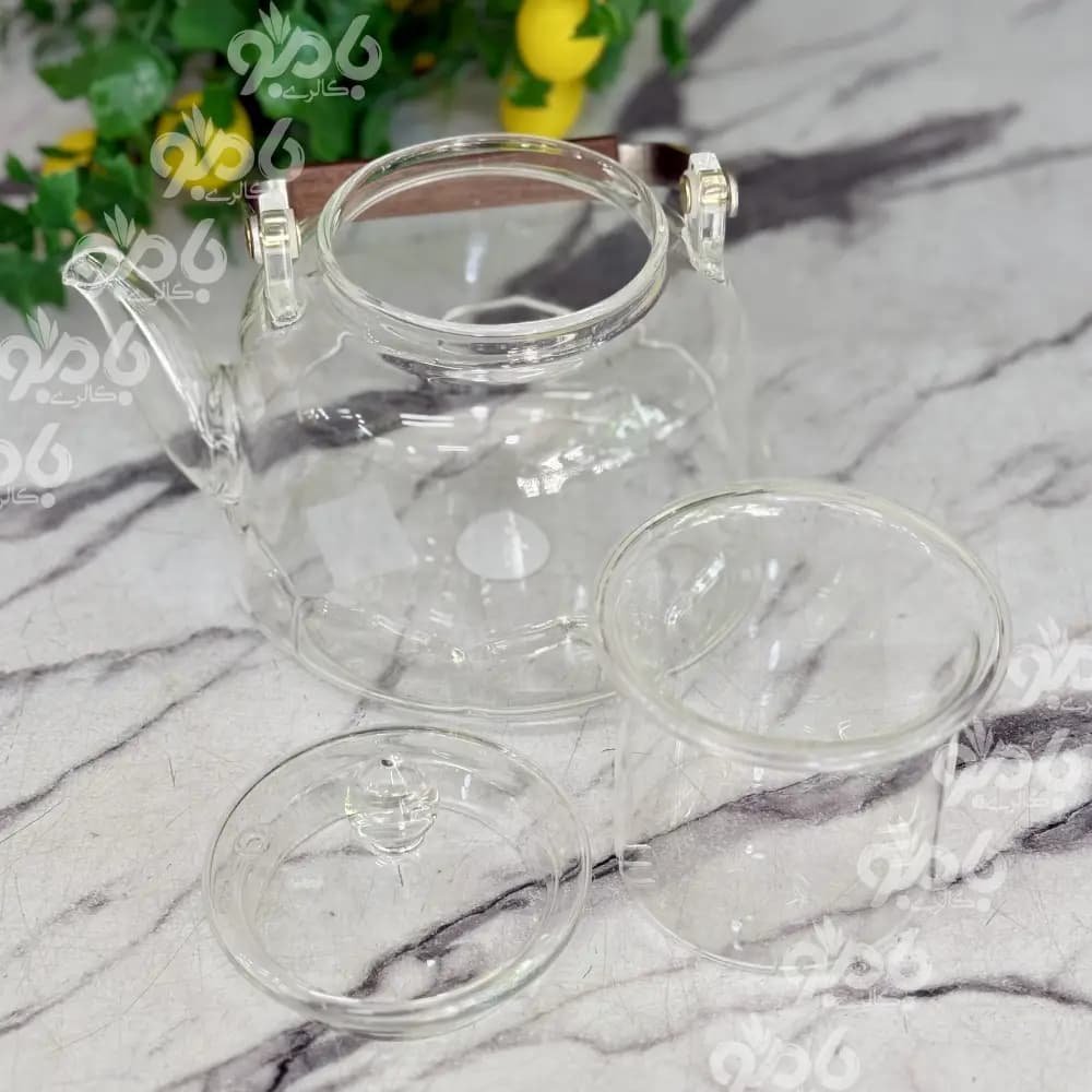 قوری پیرکس دسته چوب استیل 961/6 — تصویر ۳