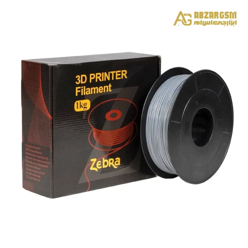 فیلامنت 1Kg پرینتر 3 بعدی +ABS طوسی کم رنگ قطر 1.75mm کره ای مارک Zebra — تصویر ۲