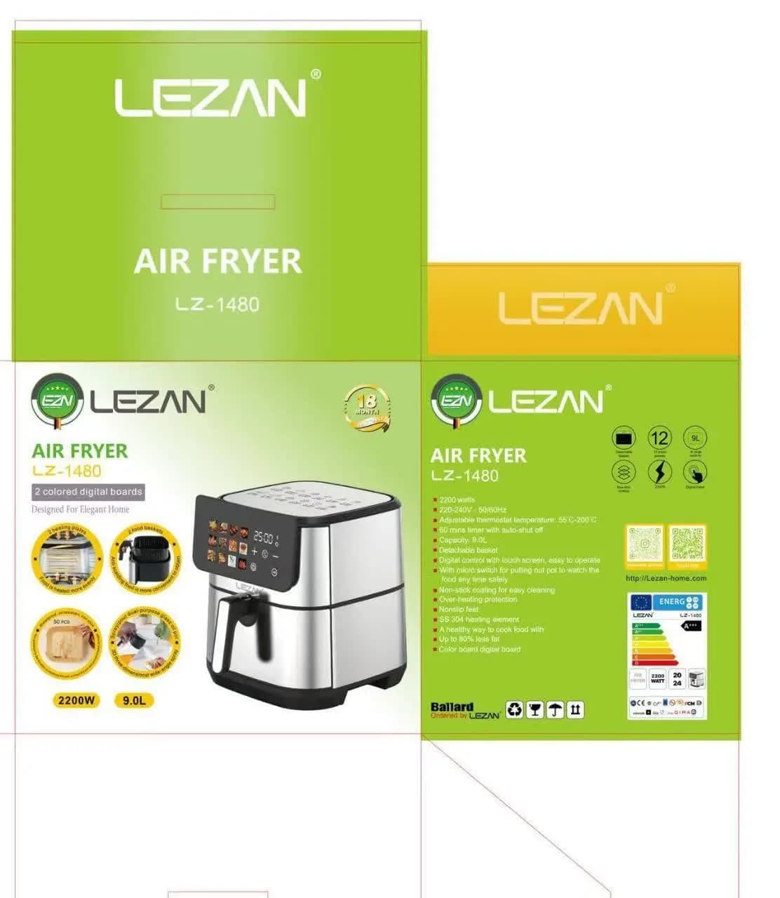 سرخ کن تمام لمسی 2 المنت لیزان مدل LZ-1480 (AR) — تصویر ۲
