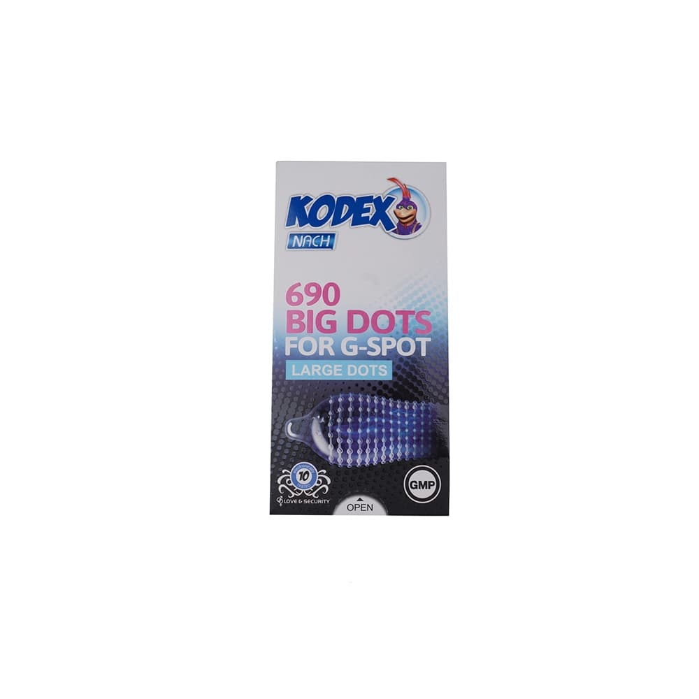 کاندوم خاردار تحریک کننده ناچ کدکس Nach Kodex مدل 690 Big Dots – بسته 10 عددی — تصویر ۲