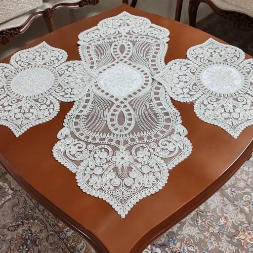رومیزی مخمل دانتل بیضی مربع جدید طرح گوشواره