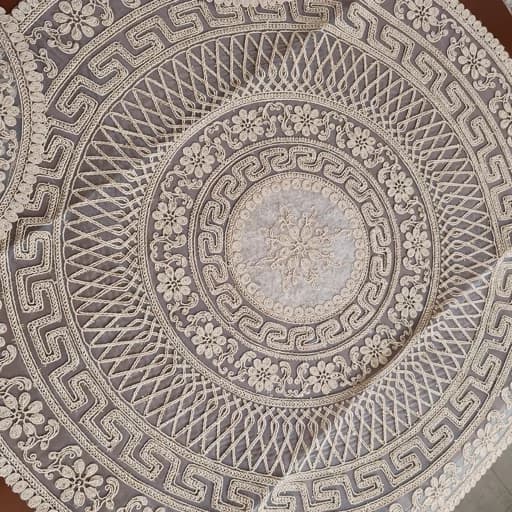 رومیزی گرد مخمل دانتل بزرگ سه تکه مدل ورساچه — تصویر ۴