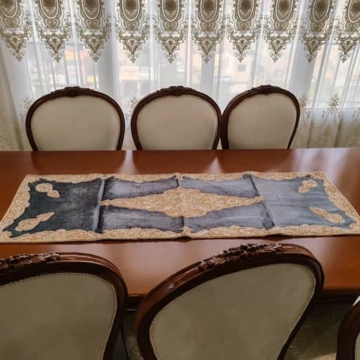 سرویس رومیزی پنج تکه مخمل دابکا سرمه دوزی هندی — تصویر ۷