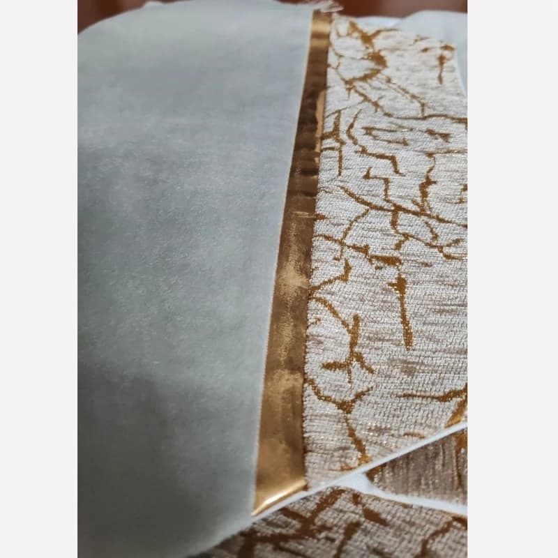 رومیزی مخمل پتینه ترکیبی 4 تکه با چرم طلایی — تصویر ۸