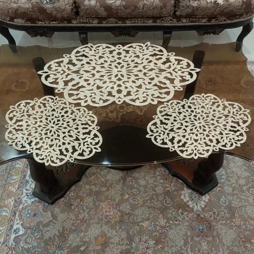 رومیزی بیضی چرم اکلیلی سه تکه مدل بهار درشت جدید — تصویر ۶
