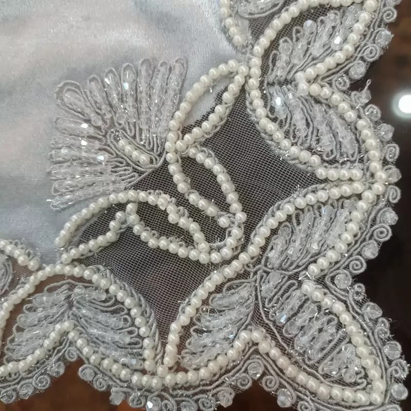 رومیزی مربع کریستال دوزی مخمل دانتل سه تکه ترک طرح گندم — تصویر ۵