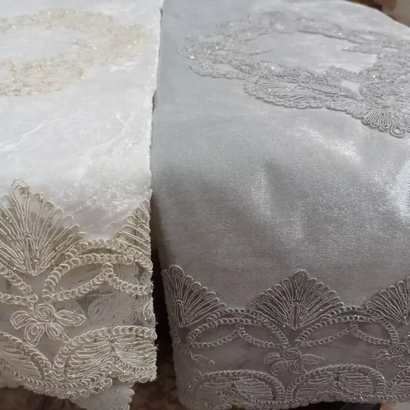 رومیزی غذاخوری مخمل دانتل مستطیل بزرگ شش و هشت نفره — تصویر ۷