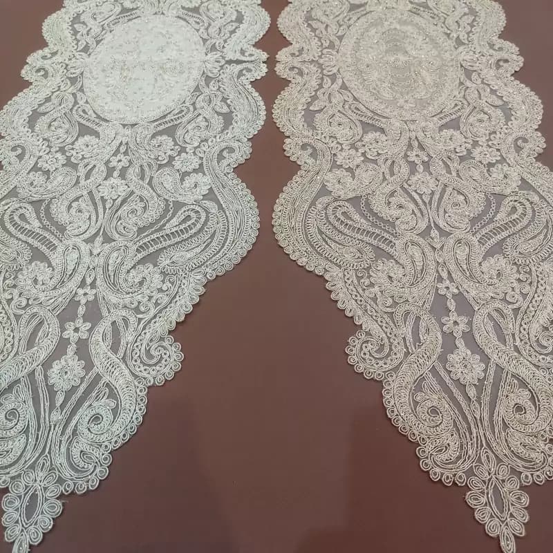 سرویس رومیزی مخمل دانتل ترک پنج تکه مدل لاله — تصویر ۵