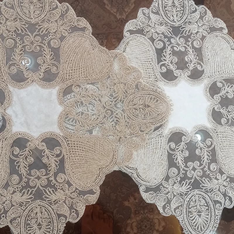 رومیزی عسلی دانتل مخمل مربع و گرد 40 سانتی — تصویر ۷