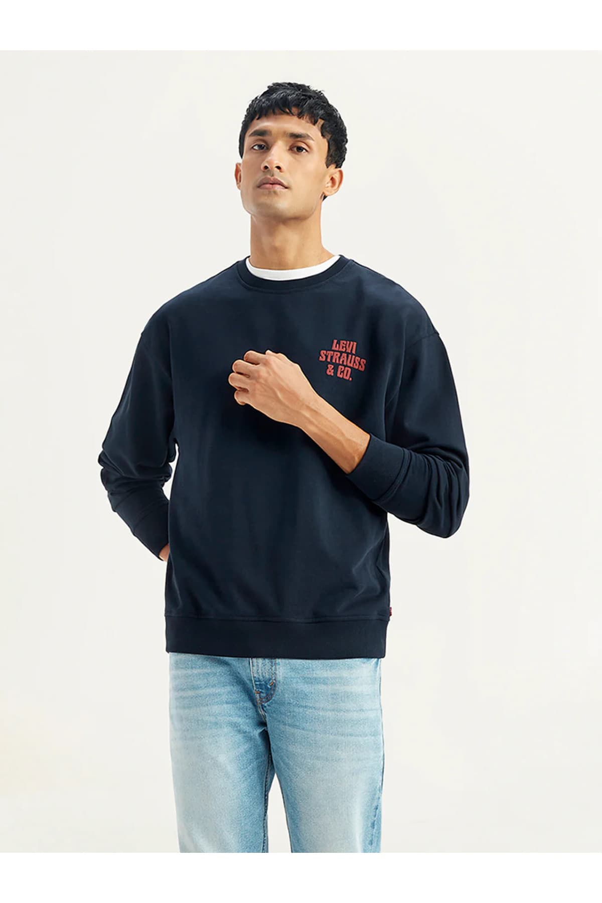 سویشرت لیوایز مردانه پاموک آبی سرمه ای راسته Relaxed/ریلکس آستین بلند Daily/روزانه | Levi’s 59638-0297 IN — تصویر ۵