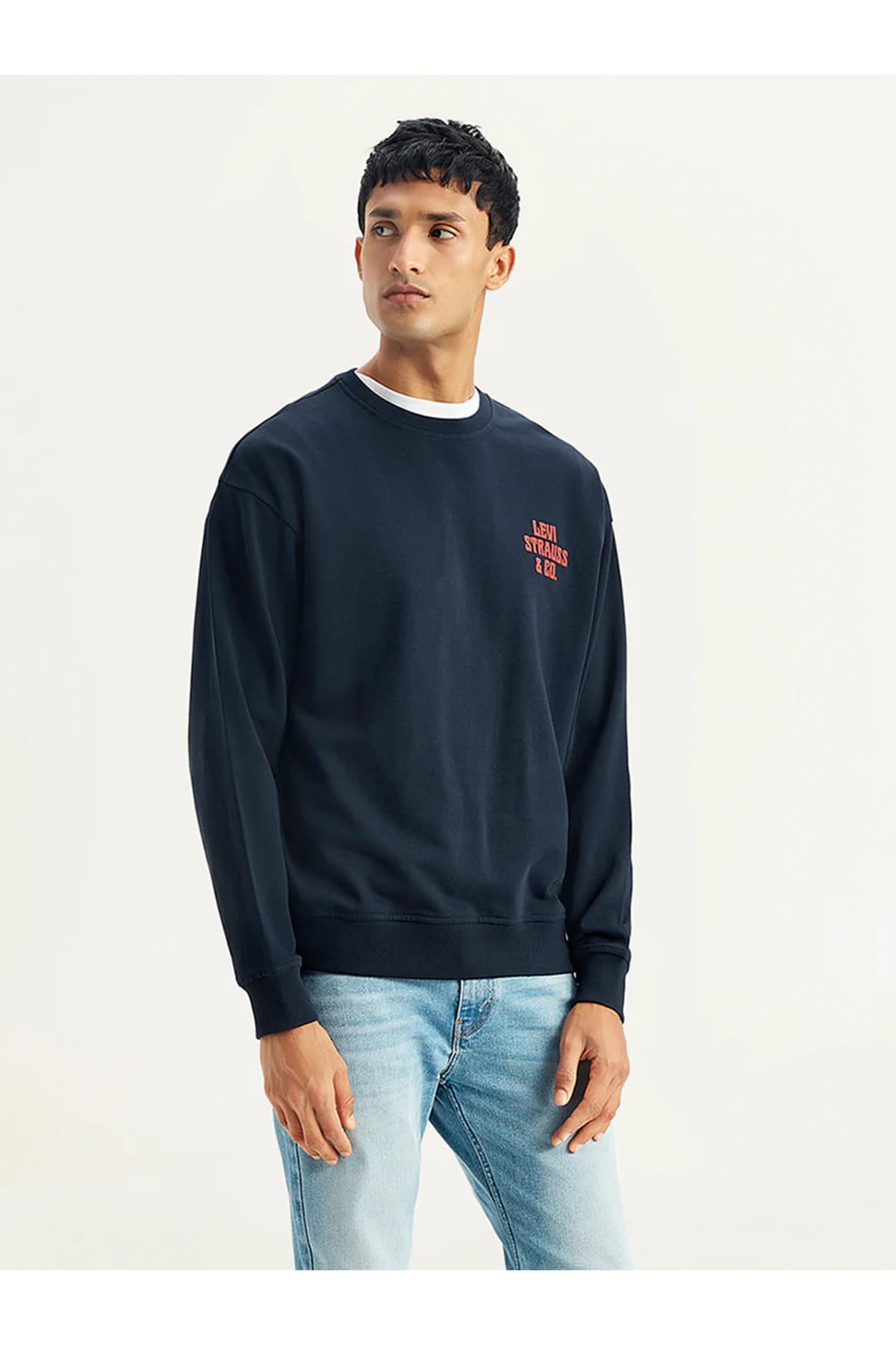 سویشرت لیوایز مردانه پاموک آبی سرمه ای راسته Relaxed/ریلکس آستین بلند Daily/روزانه | Levi’s 59638-0297 IN — تصویر ۳